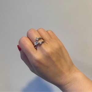 NEW Diamonique Mosaic Three Stone Ring